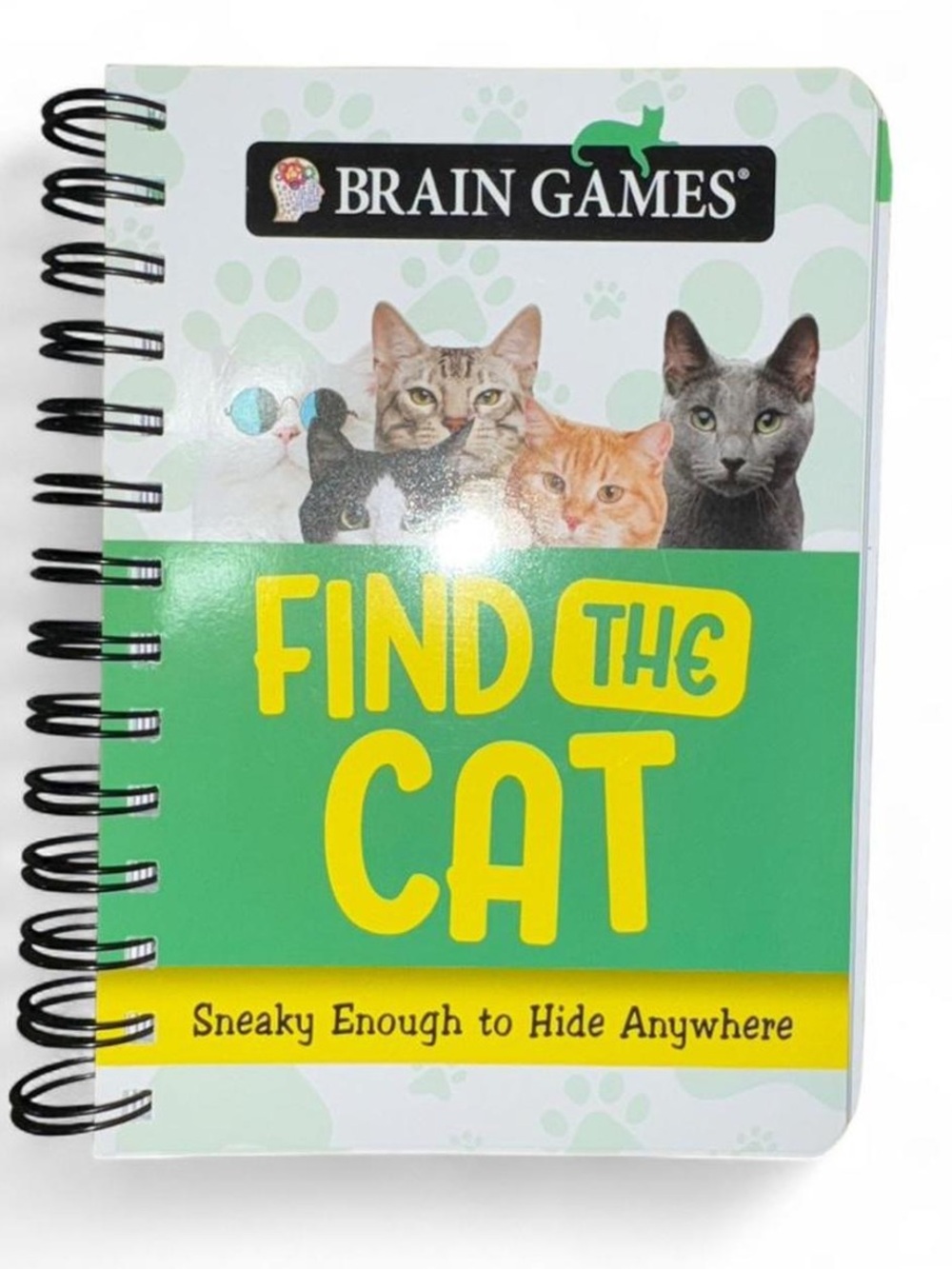 Brain Games Find the Cat - Green Puzzle Book for Cat Lovers
